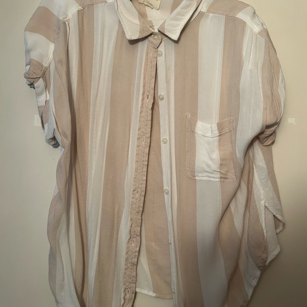 Striped Beige and White Shirt